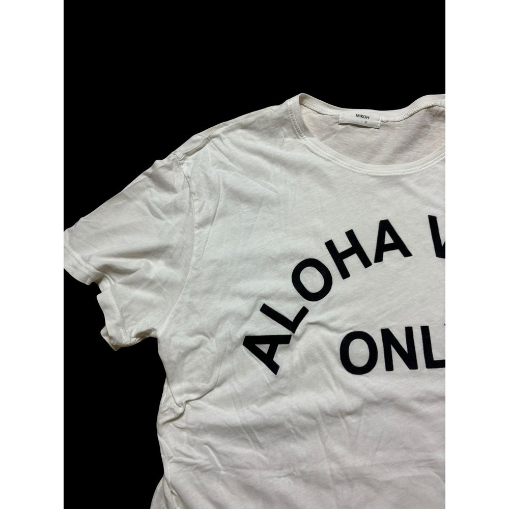 MIKOH "Aloha Vibes Only" White Tee Size 3 (L) Beach Boho 100% Cotton Graphic Tee - Picture 2 of 10
